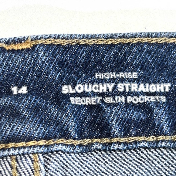 Old Navy High Rise Slouchy Straight Jeans Womens Sz 14 Stretch Button Fly - Picture 4 of 8